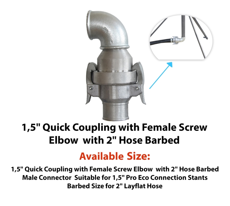 Picture of 1.5" Quick Coupling with Elbow and with 2" Hose Barbed